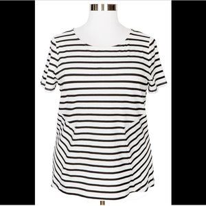 TALBOTS WHITE BLACK STRIPED TOP